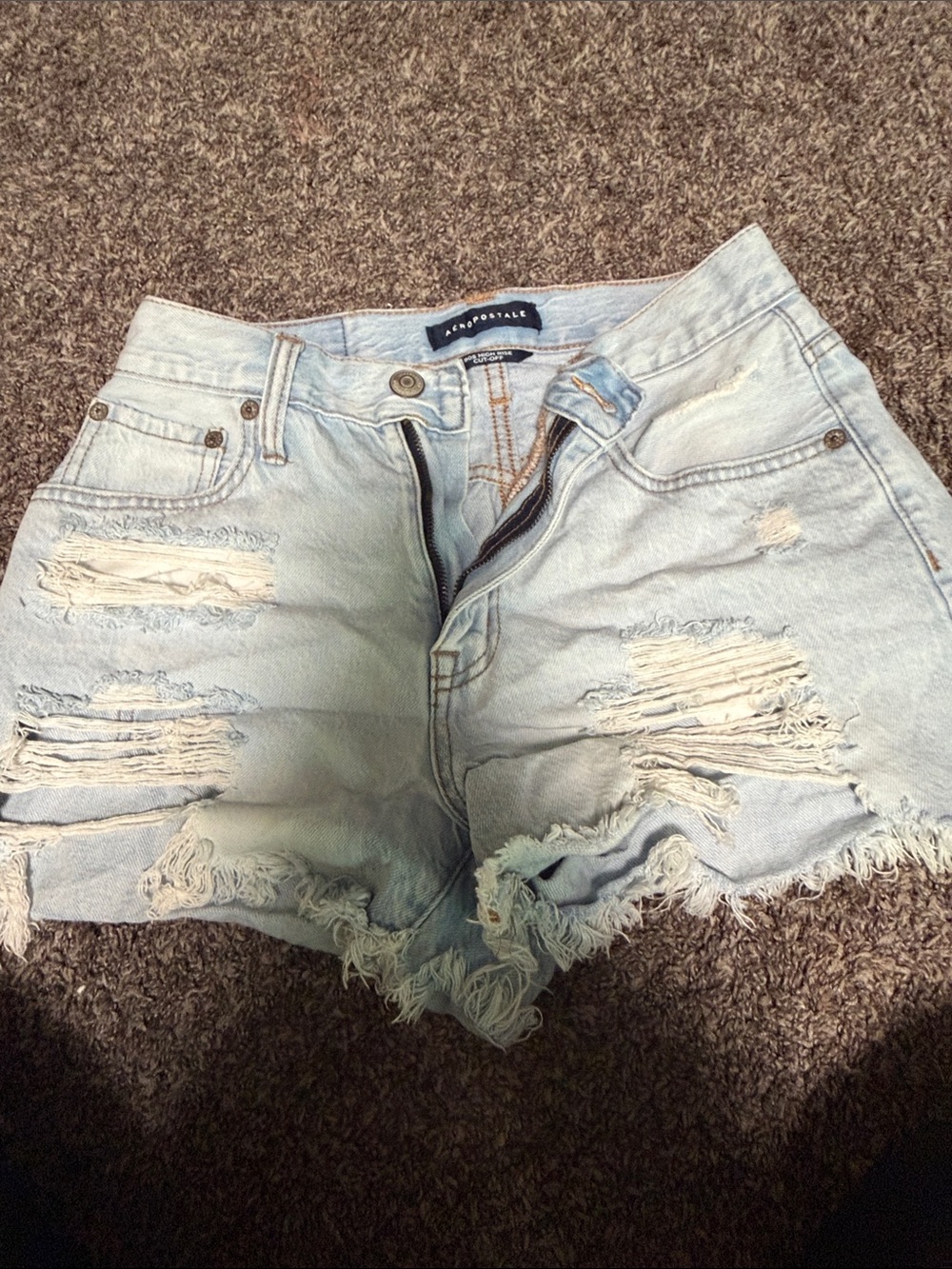 Aeropostale Light Wash Distressed Denim Shorts